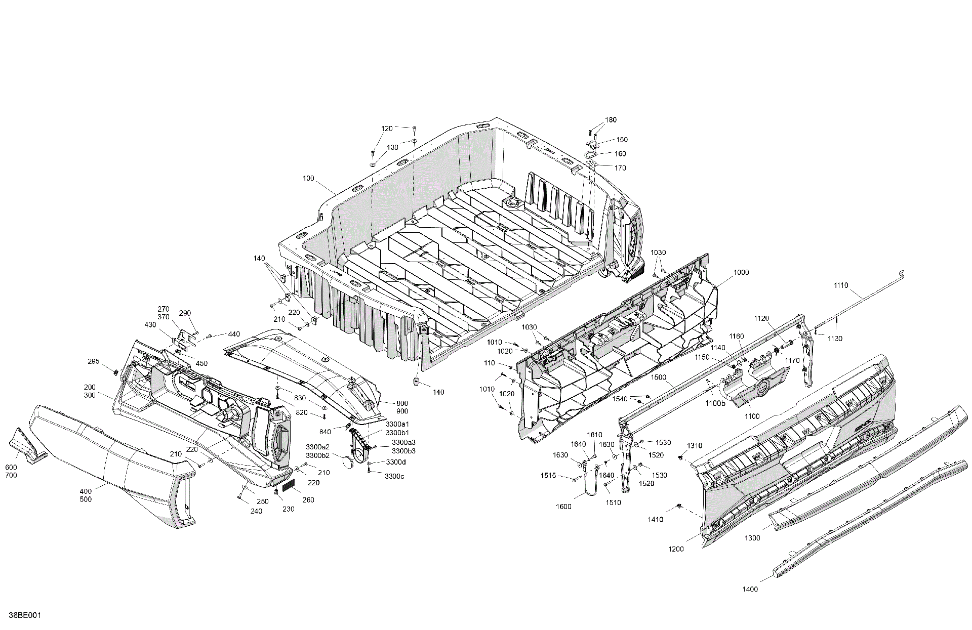 An Image of a Genuine Can-Am Parts Schematic Diagram showing the schematic - BODY - CARGO - UPPER SECTION