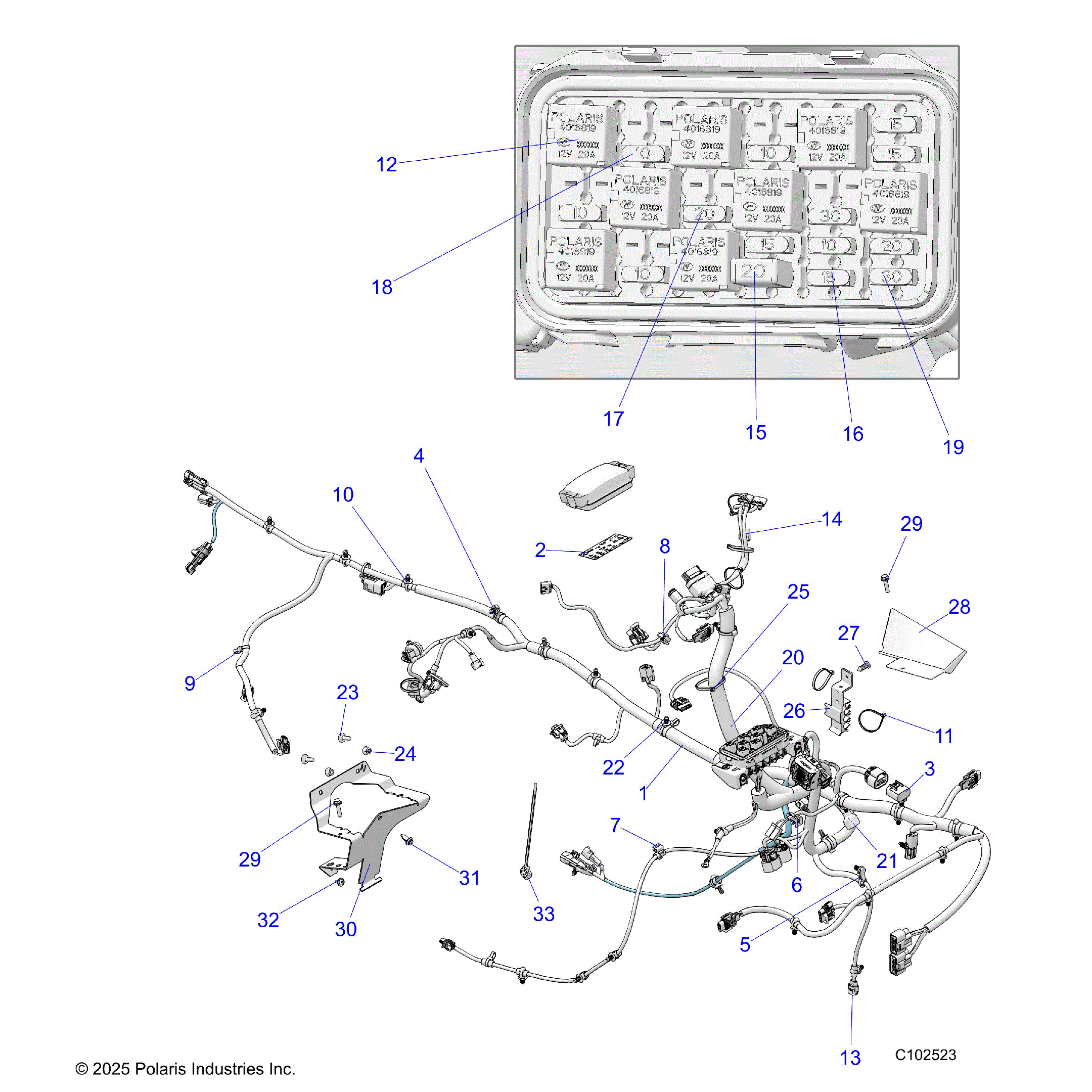 An Image of a Genuine Polaris Parts Schematic Diagram showing the schematic - ELECTRICAL: WIRE HARNESS - 2026 POLARIS SPORTSMAN 570 X2 EPS