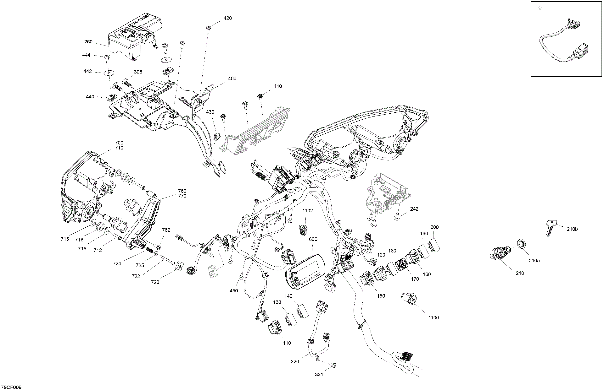 An Image of a Genuine Can-Am Parts Schematic Diagram showing the schematic - ELECTRIC - FRONT SECTION