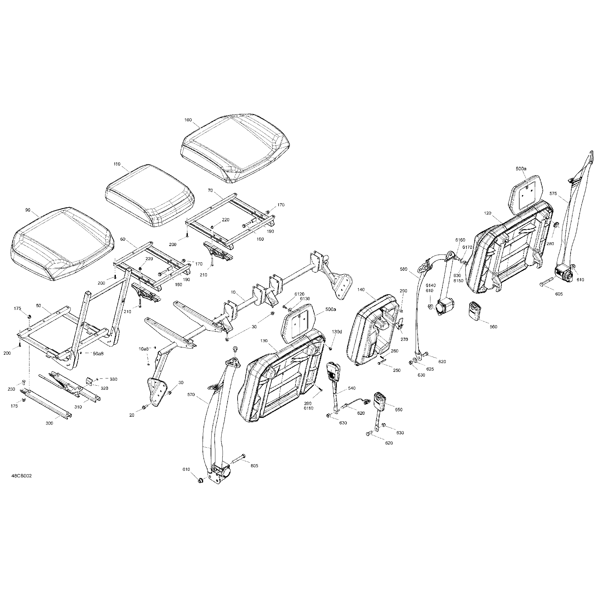 An Image of a Genuine Can-Am Parts Schematic Diagram showing the schematic - BODY - SEAT