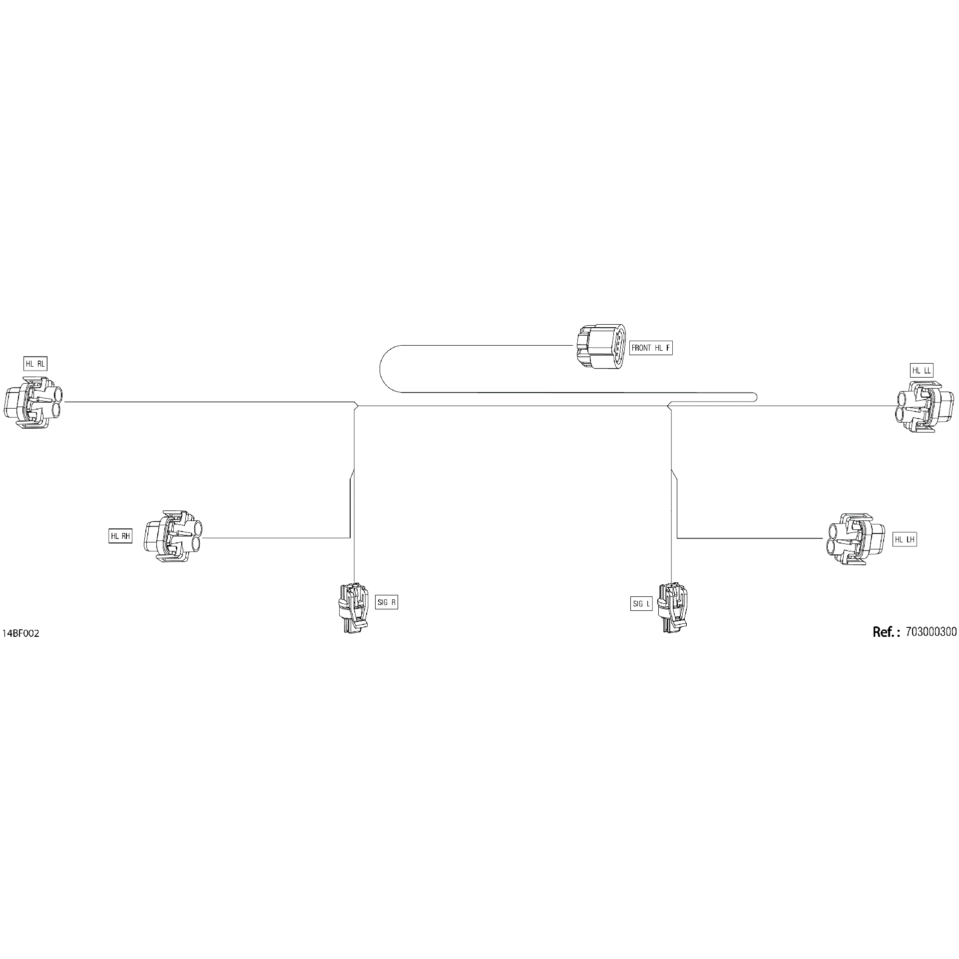 An Image of a Genuine Can-Am Parts Schematic Diagram showing the schematic - ELECTRIC - FRONT WIRING HARNESS - 710007441