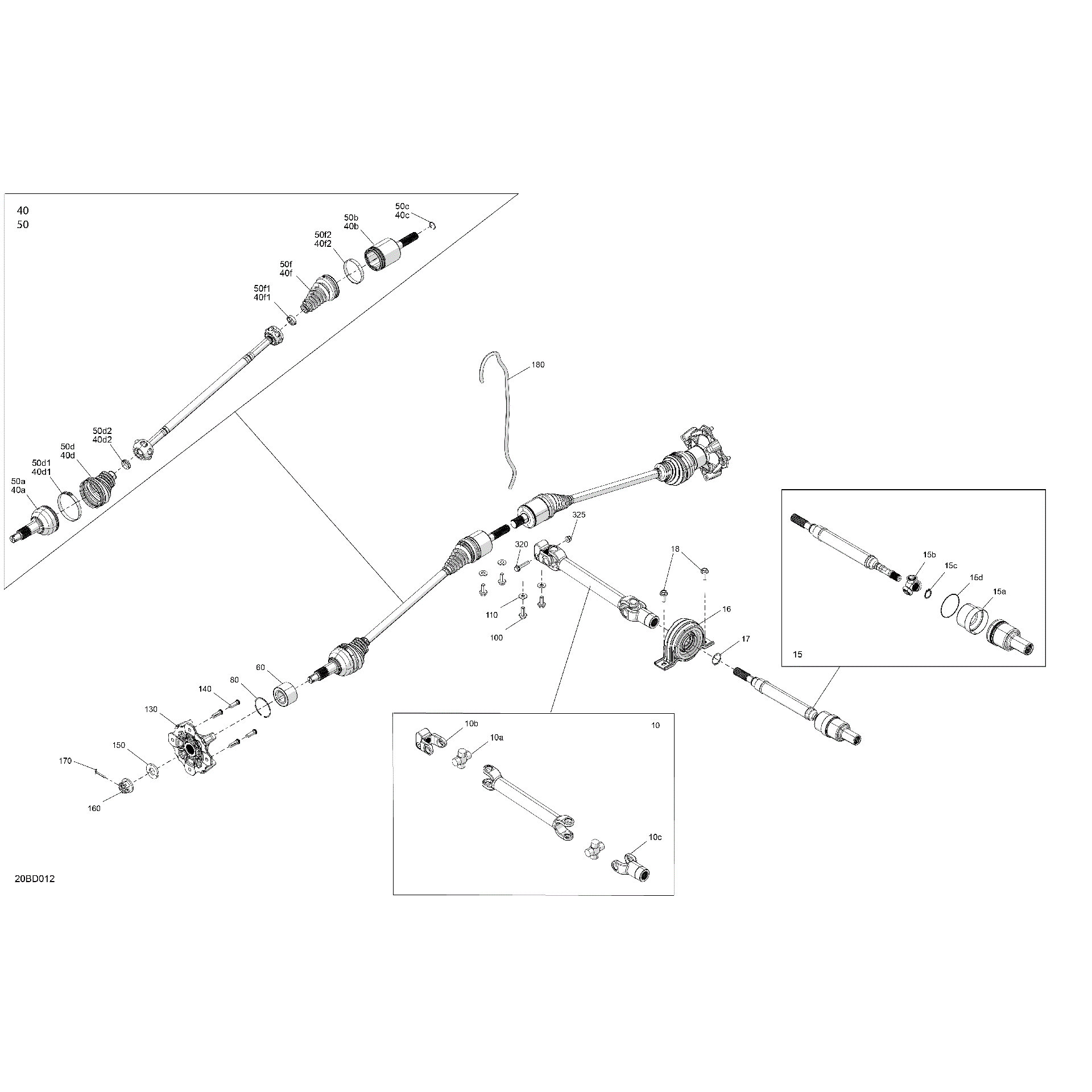 An Image of a Genuine Can-Am Parts Schematic Diagram showing the schematic - DRIVE - FRONT - COMMON PARTS