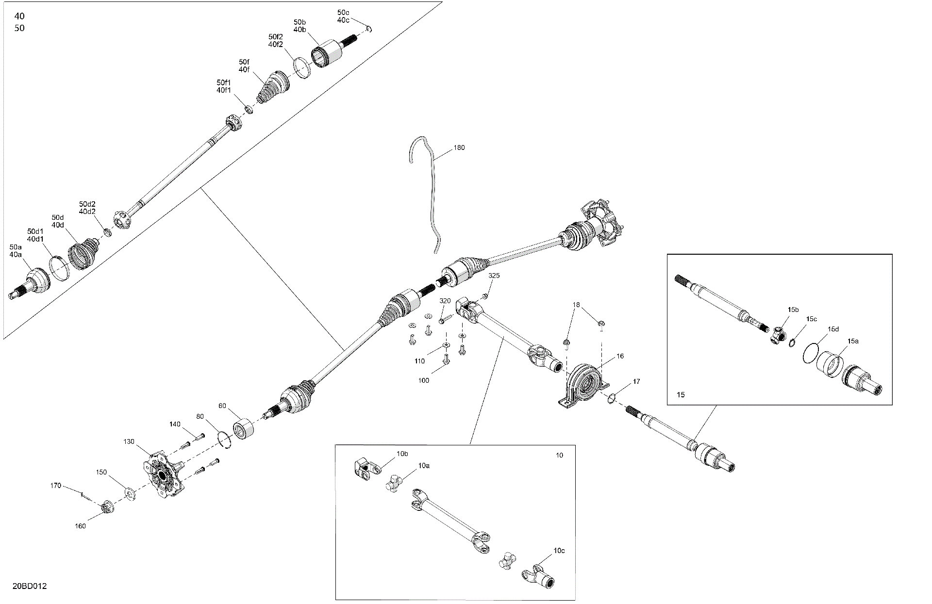 An Image of a Genuine Can-Am Parts Schematic Diagram showing the schematic - DRIVE - FRONT - COMMON PARTS