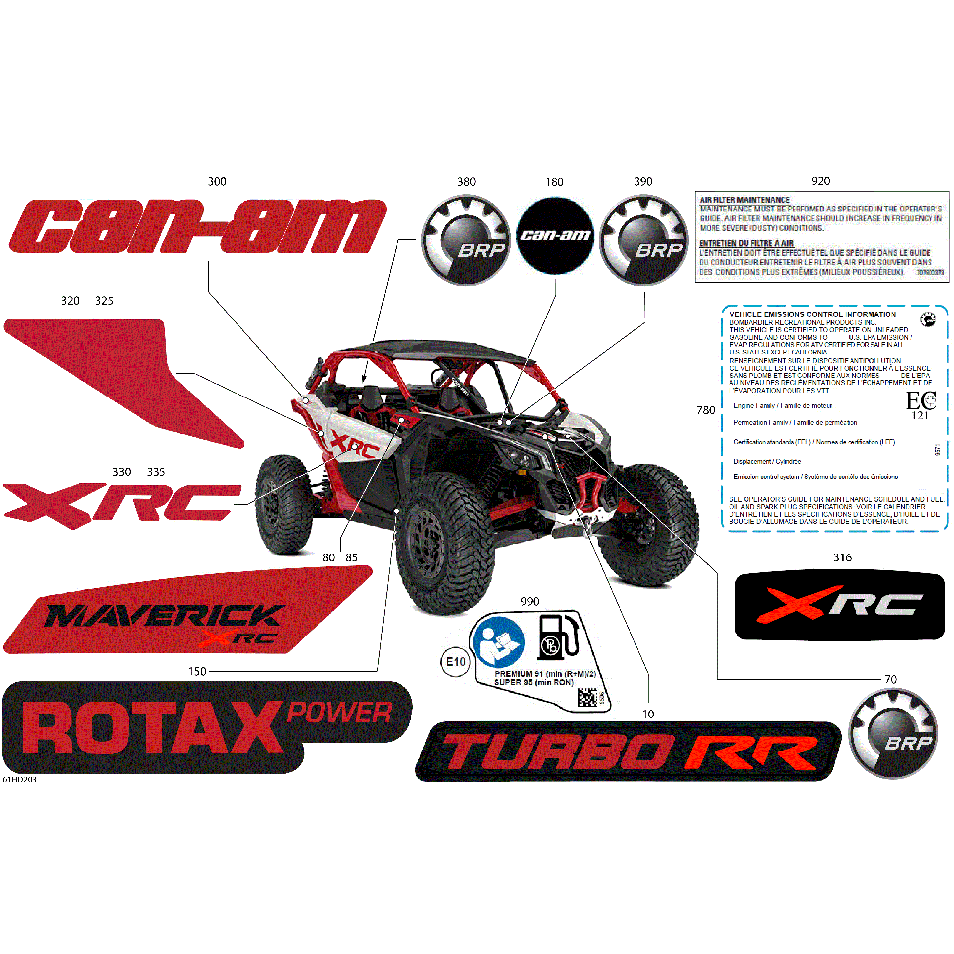 An Image of a Genuine Can-Am Parts Schematic Diagram showing the schematic - BODY - DECALS