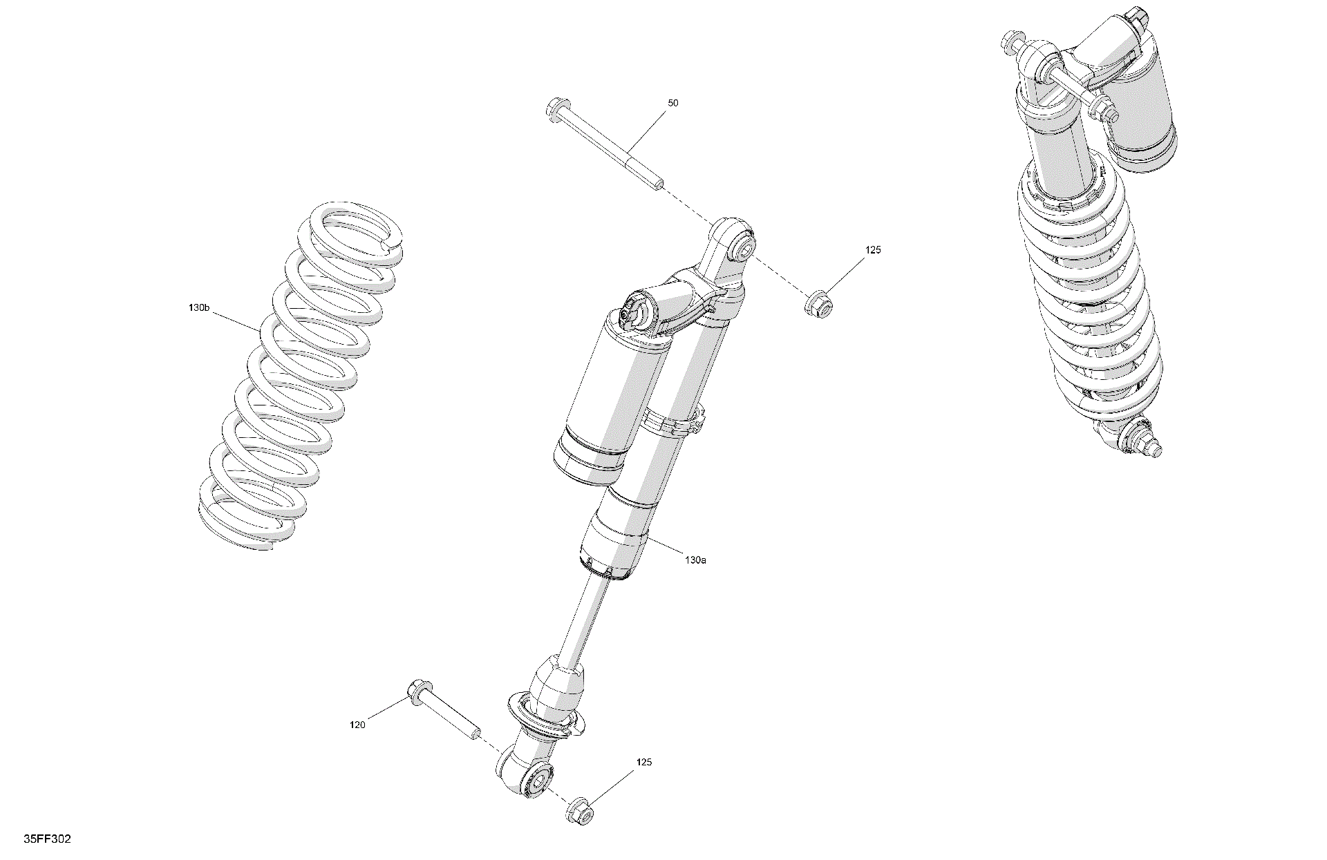 An Image of a Genuine Can-Am Parts Schematic Diagram showing the schematic - SUSPENSION - FRONT SHOCKS