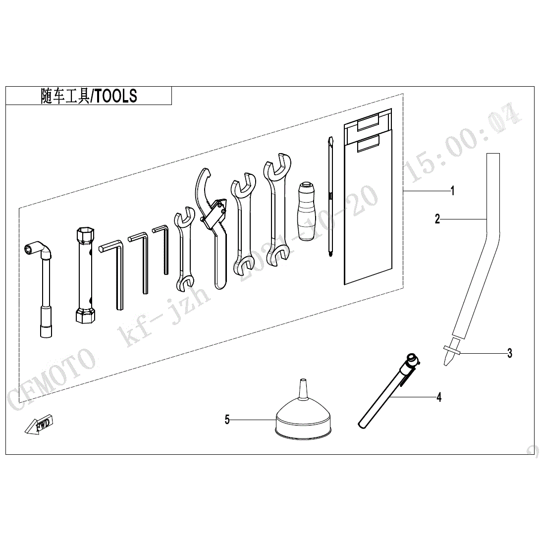 An Image of a Genuine CFMOTO Parts Schematic Diagram showing the schematic - TOOLS - 2022 CFMOTO UFORCE 1000 XL