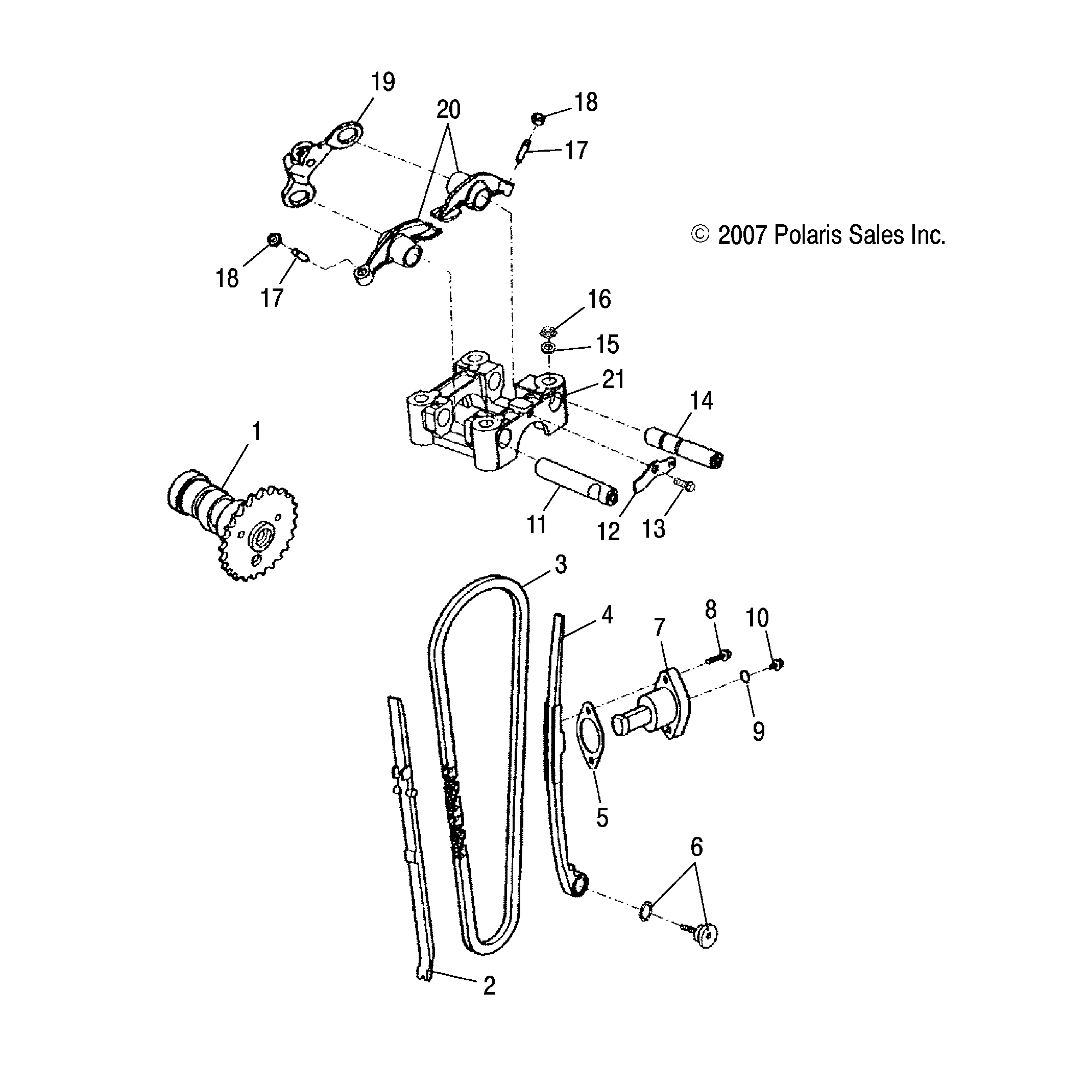 An Image of a Genuine Polaris Parts Schematic Diagram showing the schematic - ENGINE: VALVE CAM - 2023 POLARIS PHOENIX 200