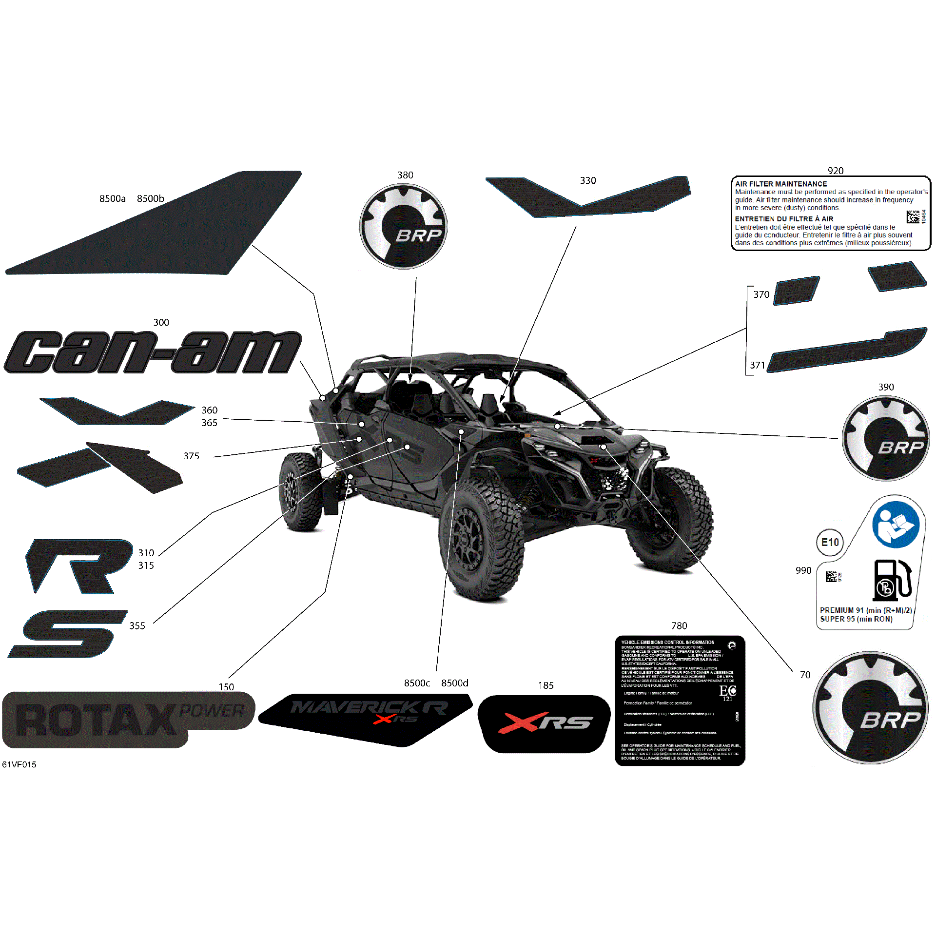 An Image of a Genuine Can-Am Parts Schematic Diagram showing the schematic - BODY - DECALS