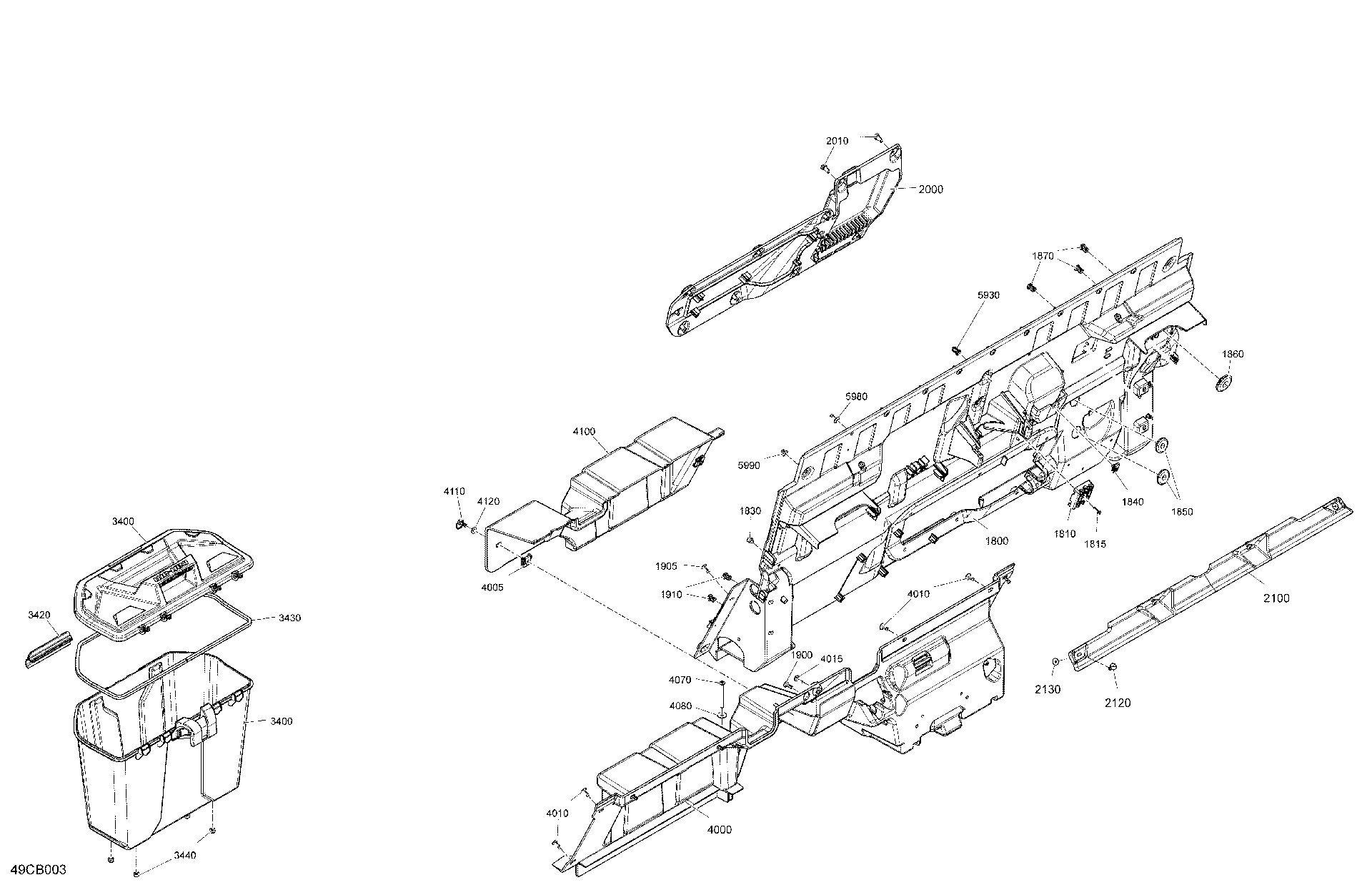 An Image of a Genuine Can-Am Parts Schematic Diagram showing the schematic - CAB INTERIOR - BACK WALL