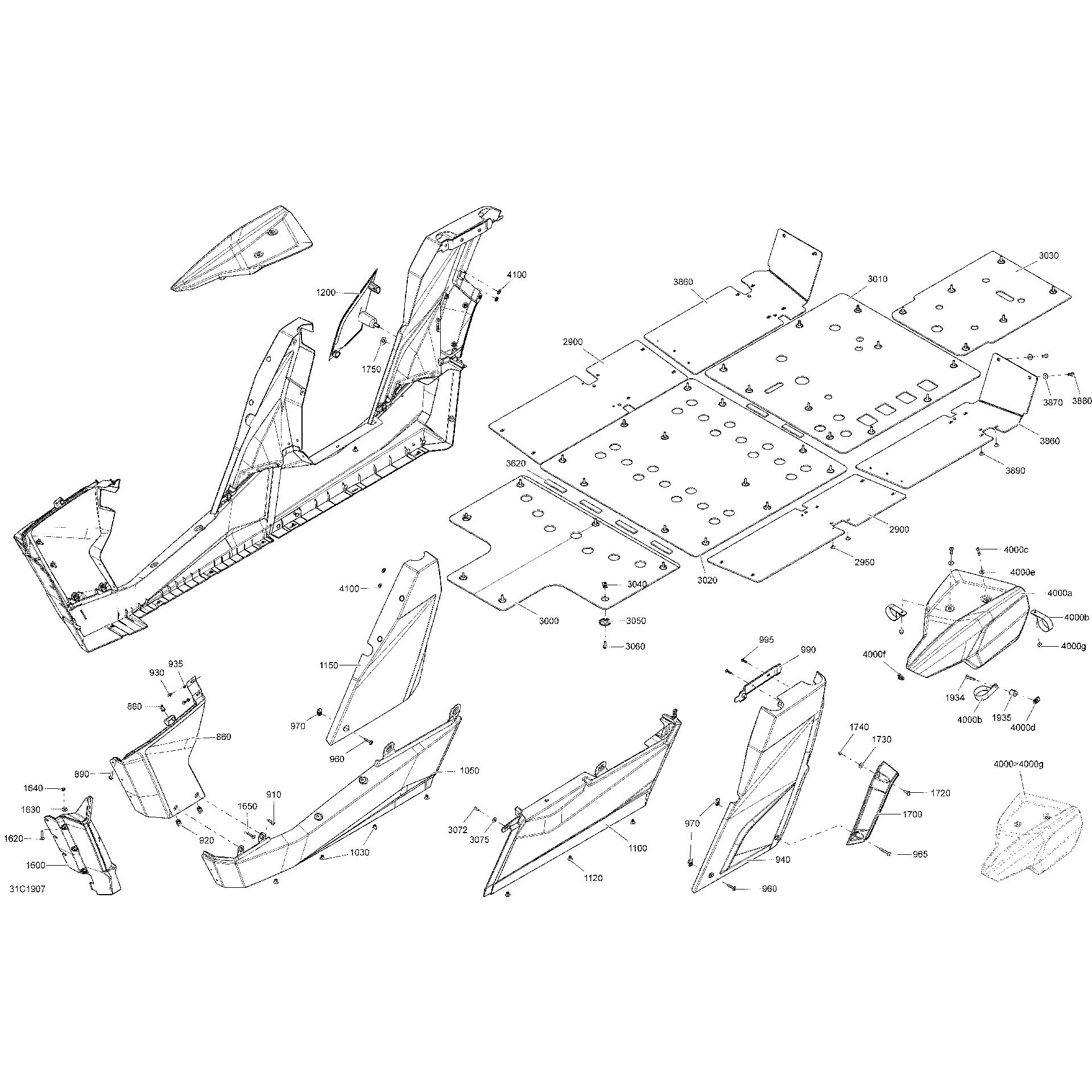 An Image of a Genuine Can-Am Parts Schematic Diagram showing the schematic - BODY AND ACCESSORIES - CENTRAL PANEL - TIMELESS BLACK