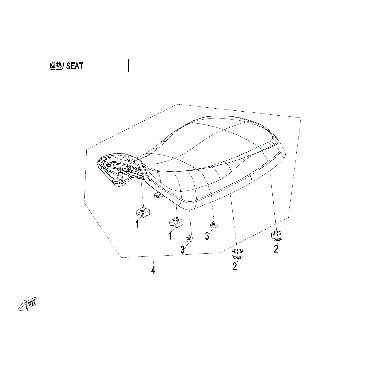 An Image of a genuine CFMOTO Parts Schematic Diagram showing the group - SEAT - 2022 CFMOTO CFORCE 400