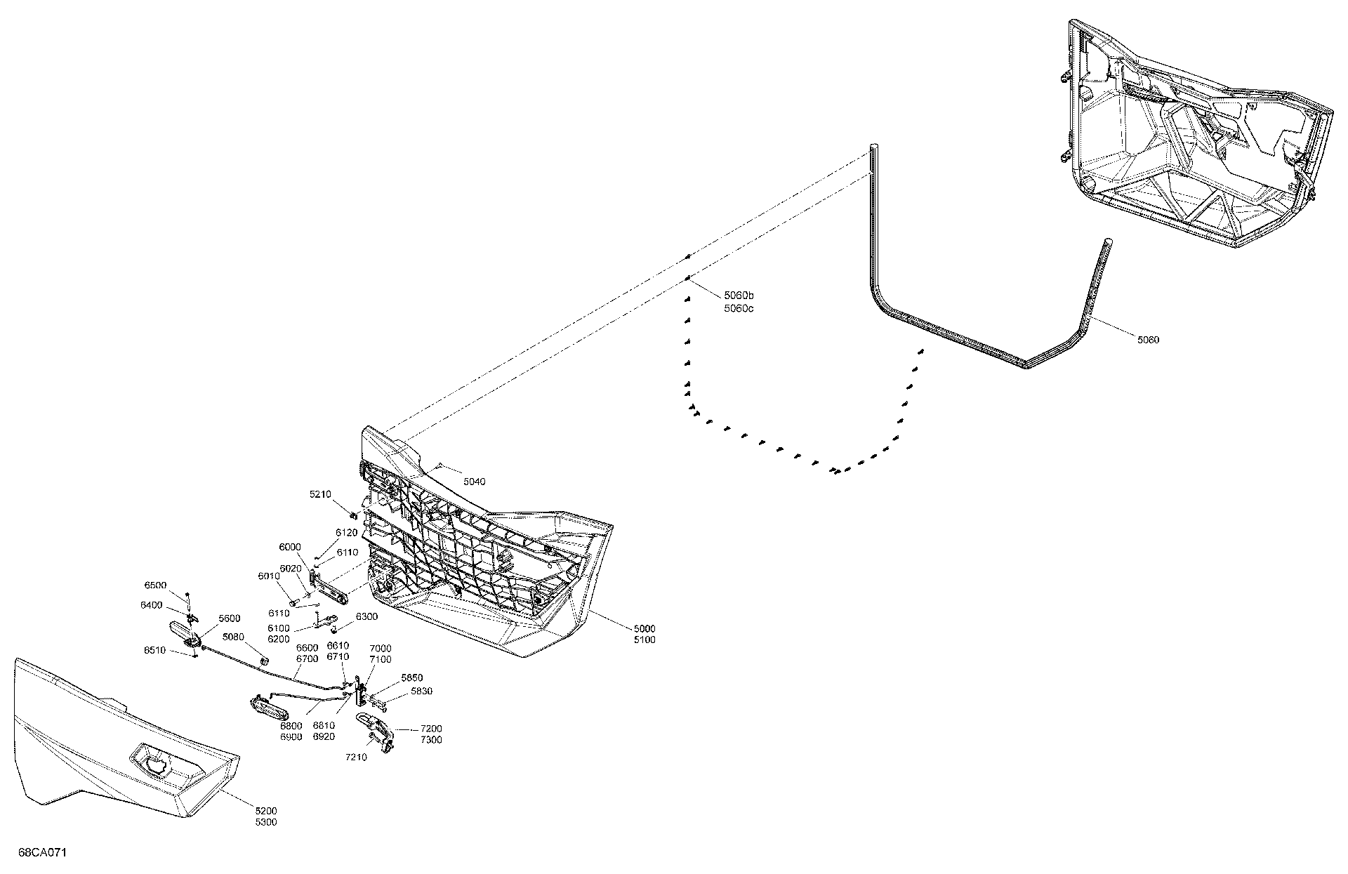 An Image of a Genuine Can-Am Parts Schematic Diagram showing the schematic - BODY - DOORS