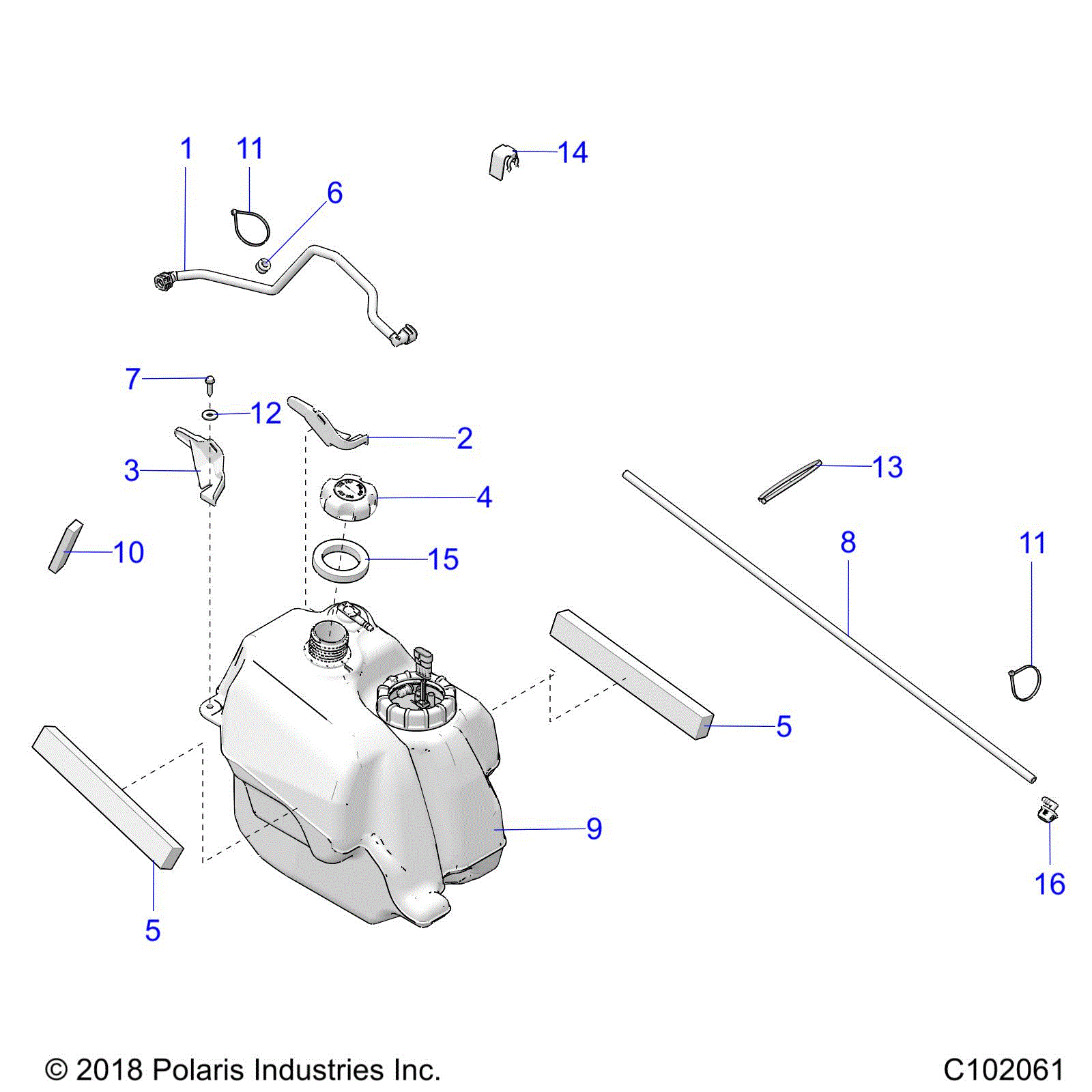An Image of a Genuine Polaris Parts Schematic Diagram showing the schematic - FUEL SYSTEM: FUEL TANK ASM. - 2022 POLARIS SPORTSMAN TOURING 570 PREMIUM
