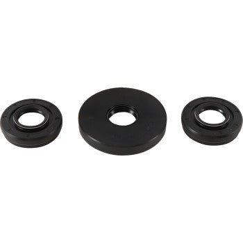 Three black seals from the Kawasaki Differential Seal Kit Front by Moose Offroad are arranged in a row on a white background, the largest in the center. Ideal for differential service and compatible with EMQ quality bearings.