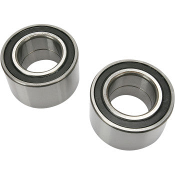 The Polaris - Kubota Wheel Bearing Kit Front by Pivot Works, featuring two double-sealed black ball bearings ideal for steering control, is displayed side by side on a white background.