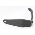 Black right lever hand guard with angular shape and mounting hole, durable plastic material.
