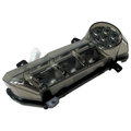 Left tail light with clear smoked lens and black housing, featuring LED bulbs and white connector plug.