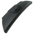 Matte black plastic rear trunk cover with angular design and central circular mounting point.
