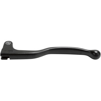 The Brake Lever Left Hand Black by Moose Offroad is an ergonomic, slightly curved clutch lever with a rounded end, made from cast aluminum alloy and shown side-on against a white background.