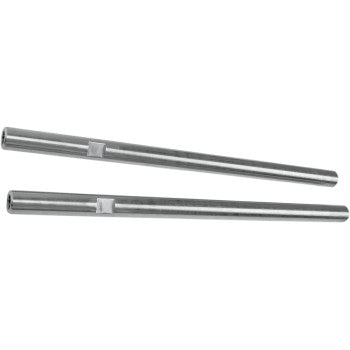 Pair of silver metal tie rods with threaded ends and central hexagonal adjustment sections.