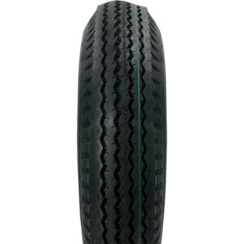 A front view close-up of the Tire 5.30-12 4 Ply by Kenda, featuring a black zigzag tread pattern against a plain white background—perfect for anyone seeking a quality trailer tire.