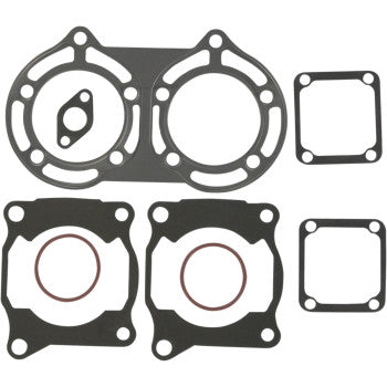 Black and gray flat gaskets set with circular and rectangular shapes for Yamaha Banshee engine top end.
