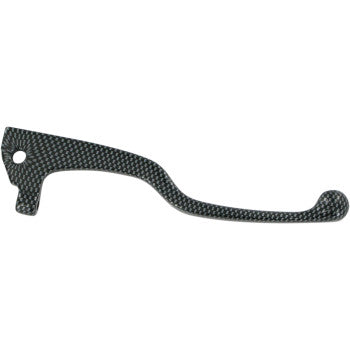 The Brake Lever Carbon Fiber Look by Parts Unlimited features a textured, checkered pattern and rounded end, shown side view on a white background.