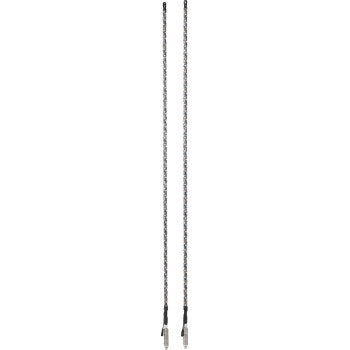 Two black braided lanyards with silver metal clips, shown vertically on a white background—ideal for securing your 5' Light Rod Whip Bluetooth Pair Black by Whipitlightrods or other LED whip lights.