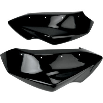 A black Rear Fender by Maier, made from high-density polyethylene with a smooth finish and pre-drilled mounting holes, is shown on a white background.