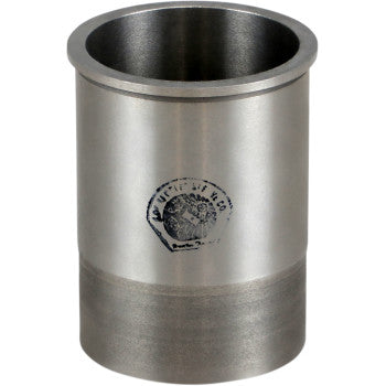 Silver cylindrical metal sleeve with a machined finish and a stamped logo on the side.