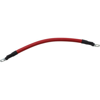 The Battery Cable 8" Red by Moose Offroad is a stranded copper 6 gauge cable with metal ring terminals and black insulation on both ends, designed for flexible UTV battery or electrical connections.