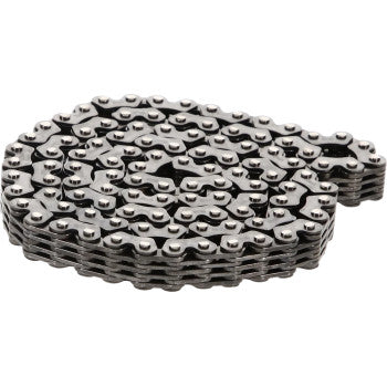 The Honda Cam Chain 82RH2010 by Prox features 112 evenly spaced links and rivets, crafted to OEM specifications, and is shown on a white background.