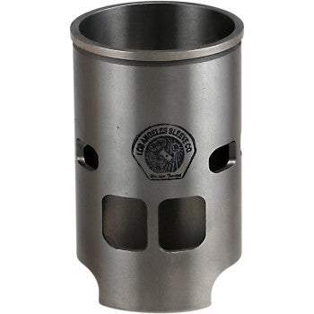 Cylindrical metallic sleeve with smooth finish, engraved La Sleeve logo, and multiple rectangular and round cutouts.