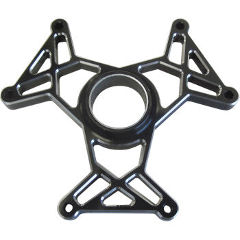 Black metal clutch cover with triangular cutouts and central circular opening, designed for Polaris RZR.