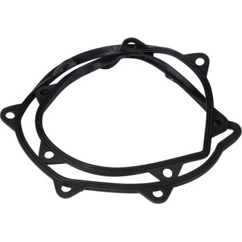 Black rubber clutch cover gasket with multiple mounting holes, circular shape with extensions.