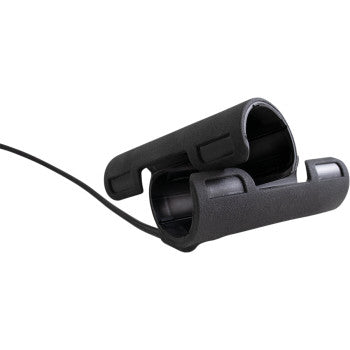 Black heated clip-on grip with textured surface and attached USB cable for offroad vehicles.