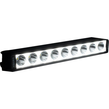 The Light Bar XPL 32" LED Clear Lens by Vision X features nine circular CREE LEDs in a black rectangular housing, delivering a bright white long-distance spot beam.