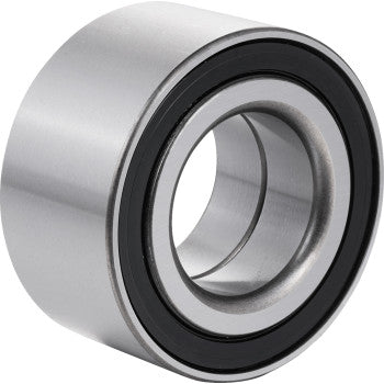 A close-up of the Honda Pioneer Wheel Bearing Kit Rear Left & Right by Factory Links, featuring a shiny silver finish and black rubber seals for rust and corrosion protection, shown on a white background.