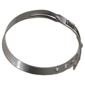 Silver metal ring clamp with slotted tightening design and smooth polished finish.