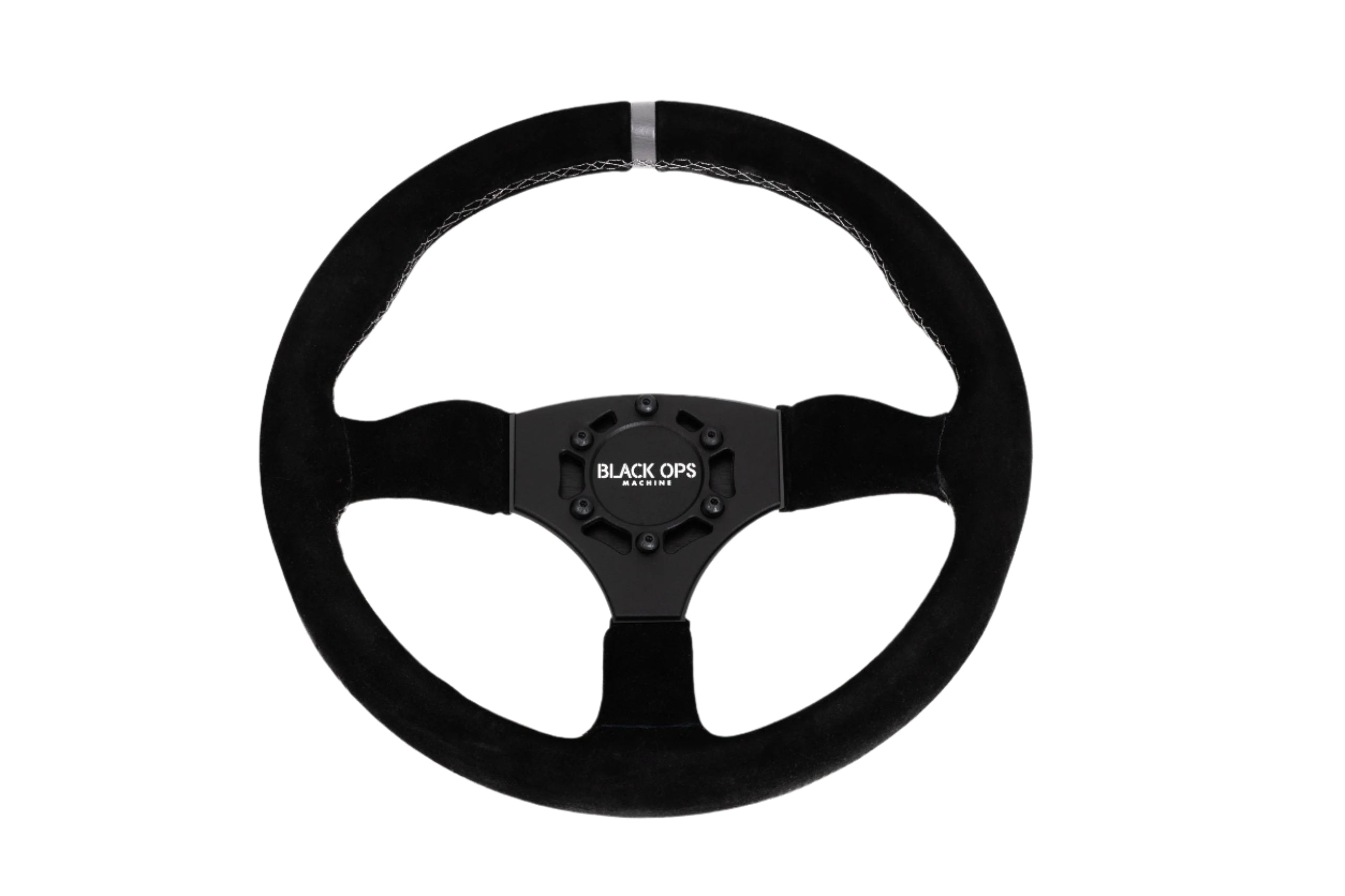 9H4A4370-scaledSuede Steering Wheel (6 Bolt Pattern) By Black Ops Machine - 01-00-01 - Whole Steering Wheel View