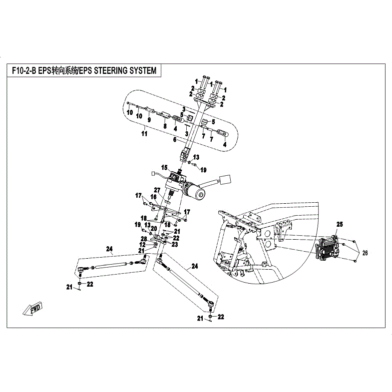 An Image of a genuine CFMOTO Parts Schematic Diagram showing the group - STEERING SYSTEM (EPS) - 2018 CFMOTO CFORCE 500 S