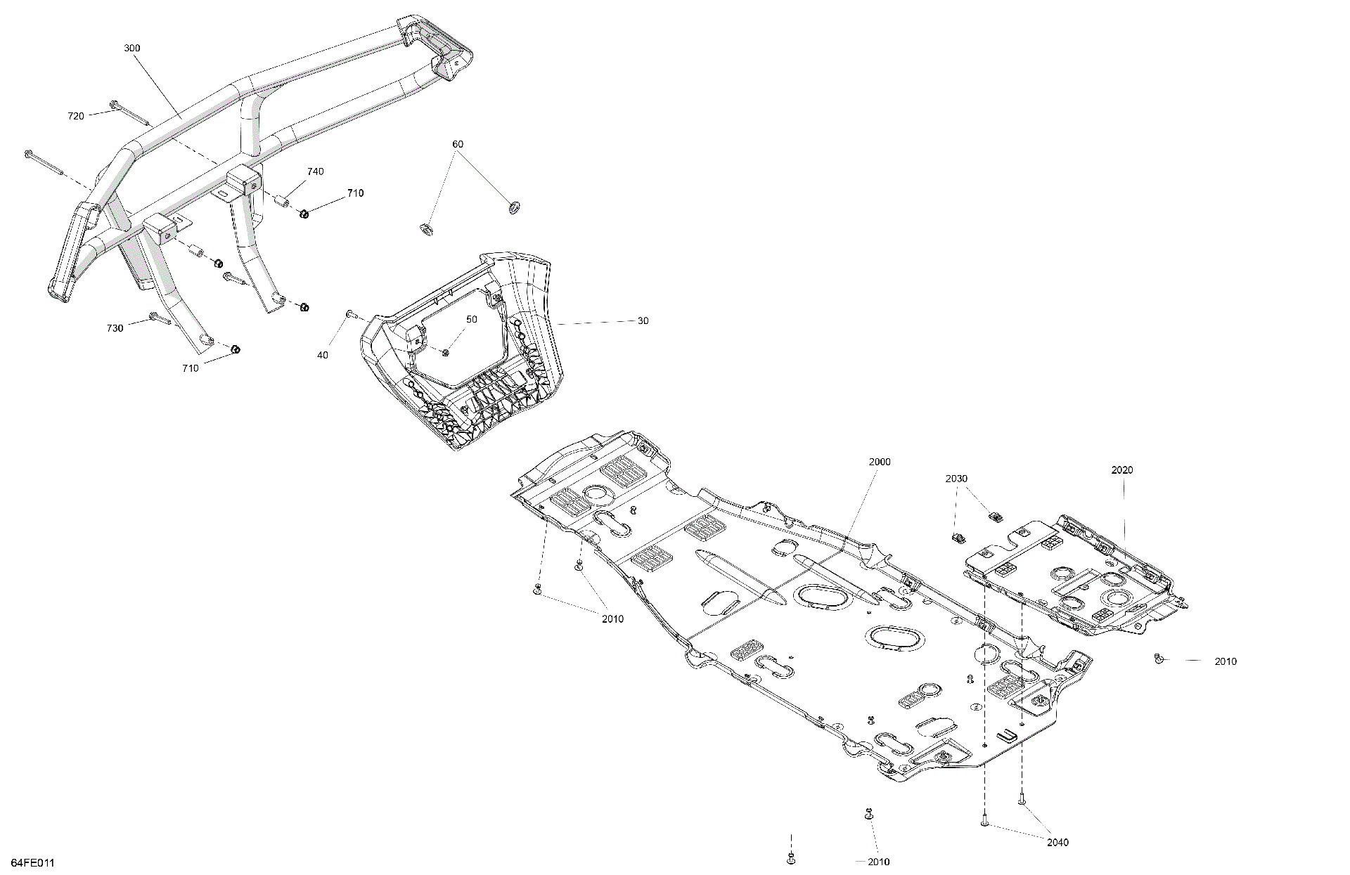 An Image of a Genuine Can-Am Parts Schematic Diagram showing the schematic - BODY - SKID PLATE AND BUMPER