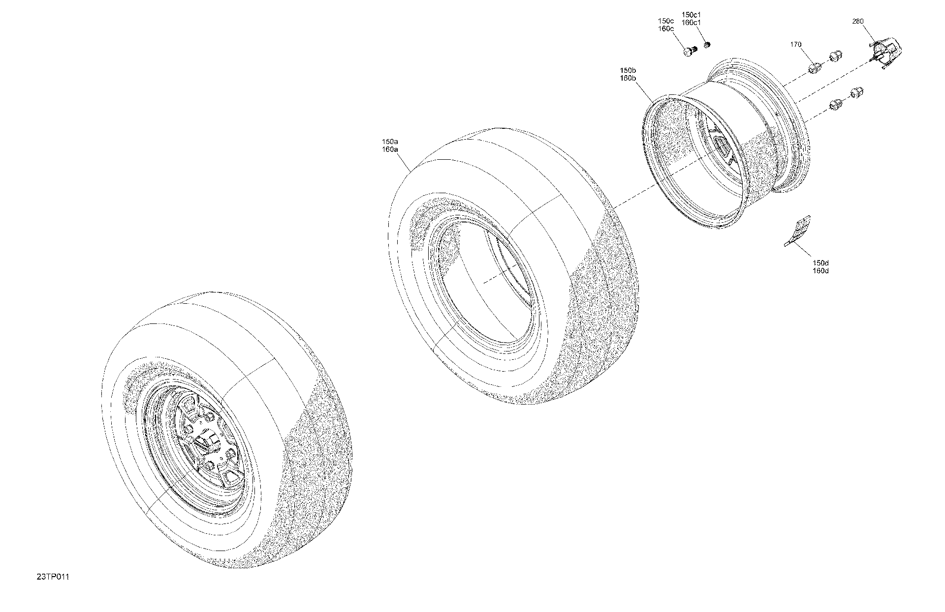 An Image of a Genuine Can-Am Parts Schematic Diagram showing the schematic - DRIVE - REAR WHEELS - STD