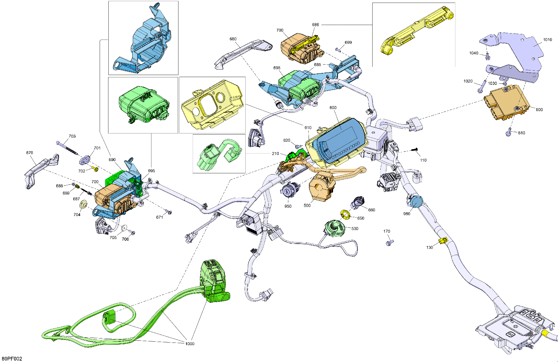 An Image of a Genuine Can-Am Parts Schematic Diagram showing the schematic - ELECTRIC - FRONT SECTION
