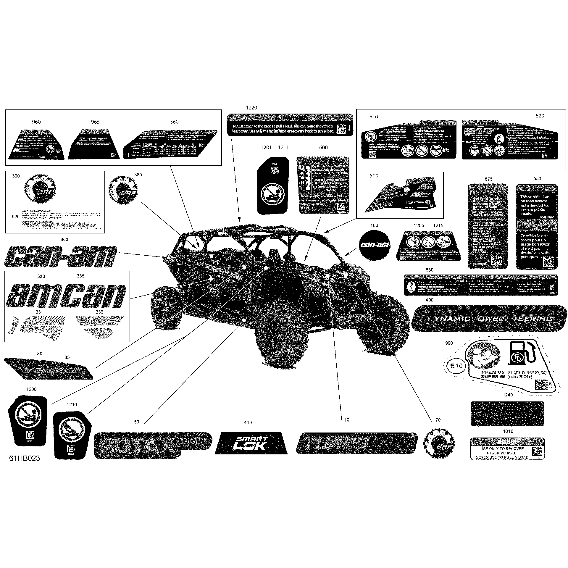 An Image of a Genuine Can-Am Parts Schematic Diagram showing the schematic - BODY - DECALS