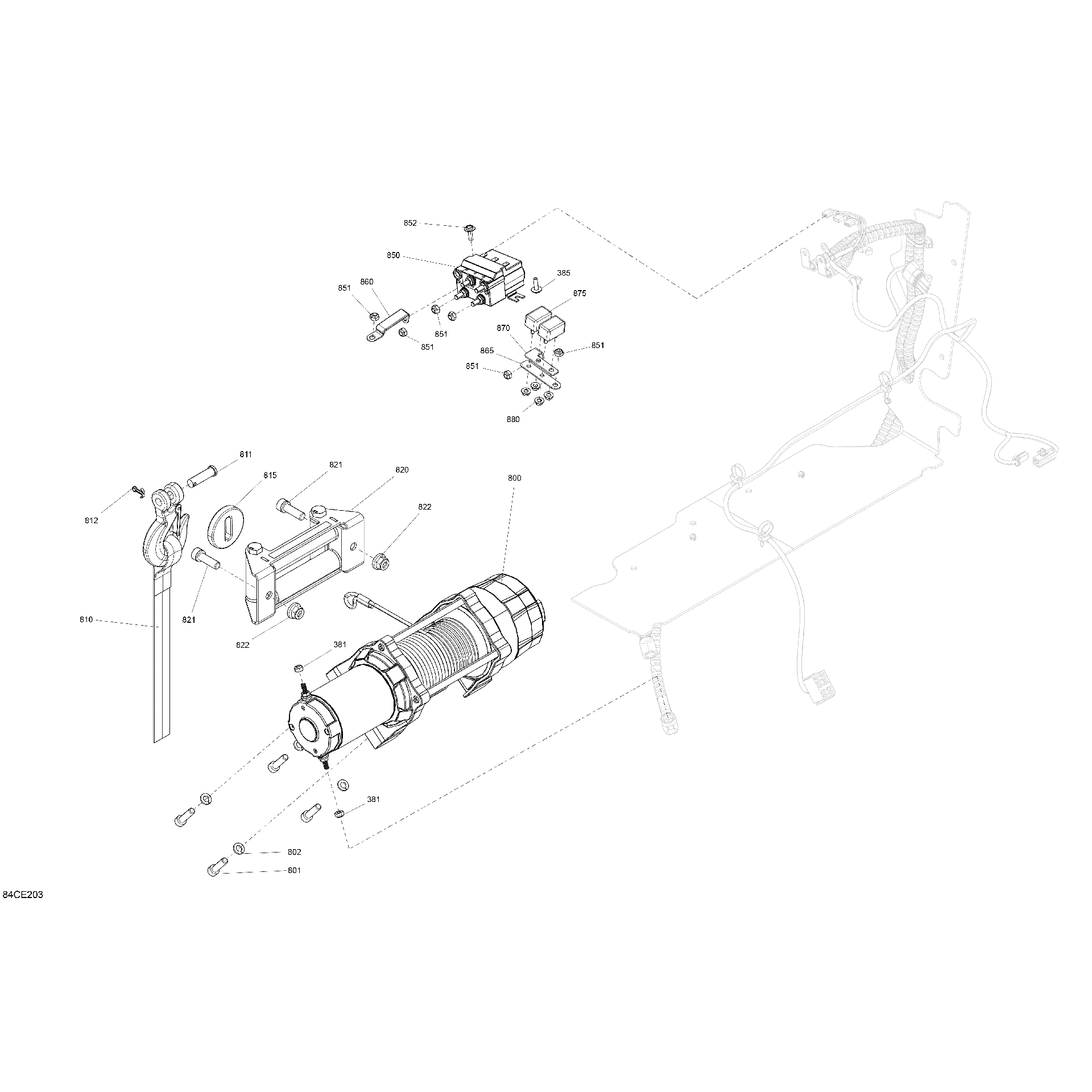 An Image of a Genuine Can-Am Parts Schematic Diagram showing the schematic - ELECTRIC - WINCH