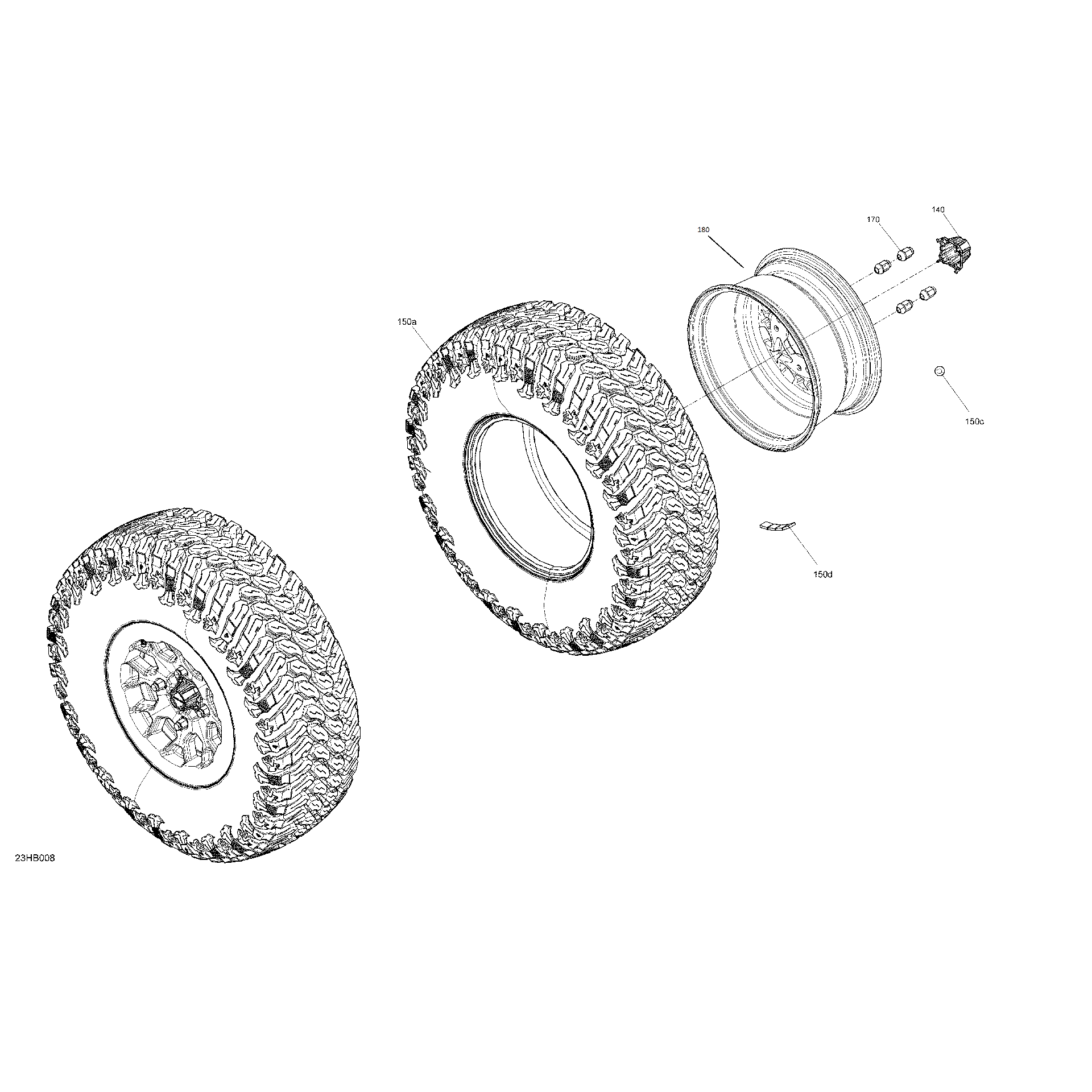 An Image of a Genuine Can-Am Parts Schematic Diagram showing the schematic - DRIVE - REAR WHEELS - WIDTH 64 INCH