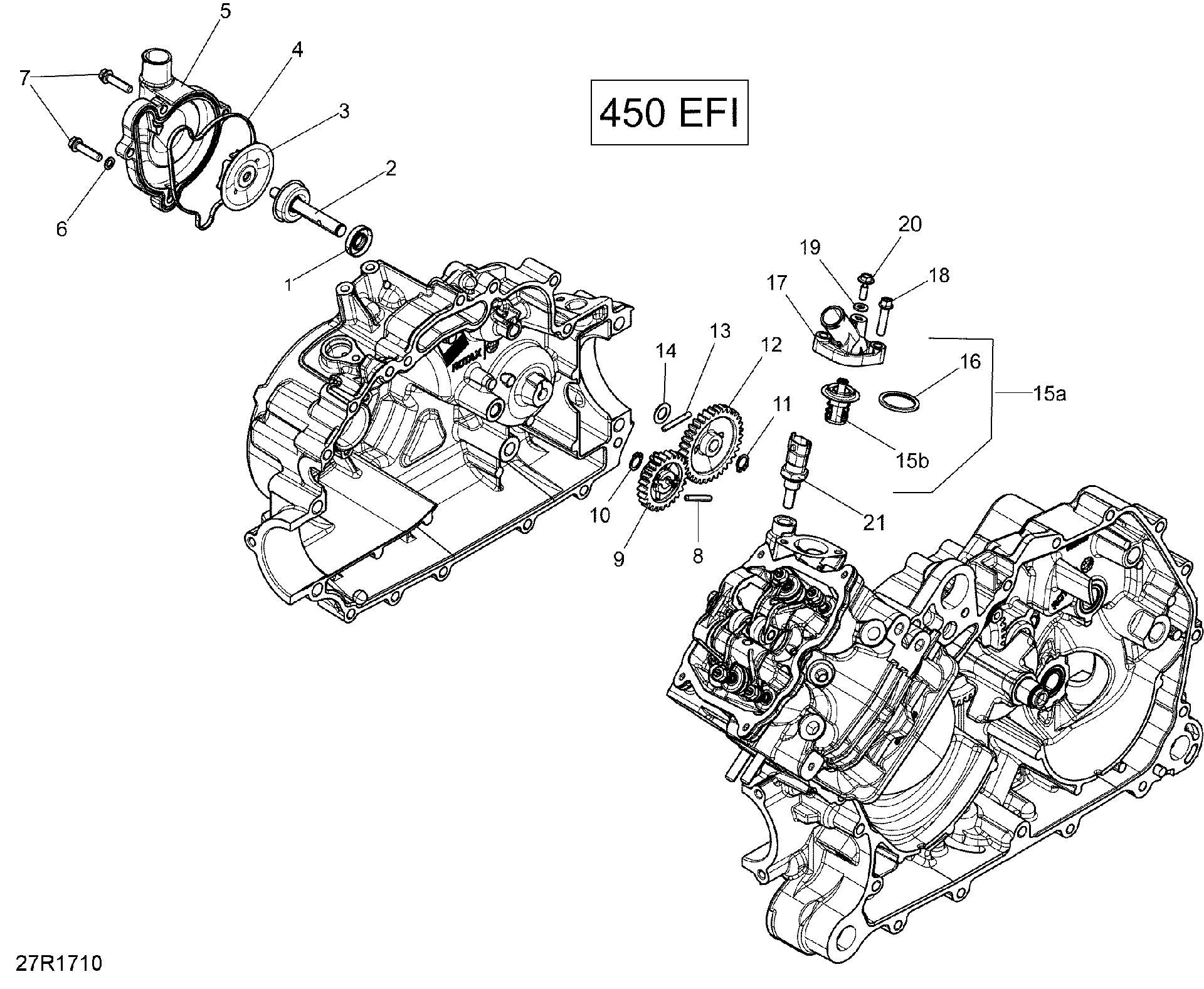 An Image of a Genuine Can-Am Parts Schematic Diagram showing the schematic - ROTAX - ENGINE COOLING