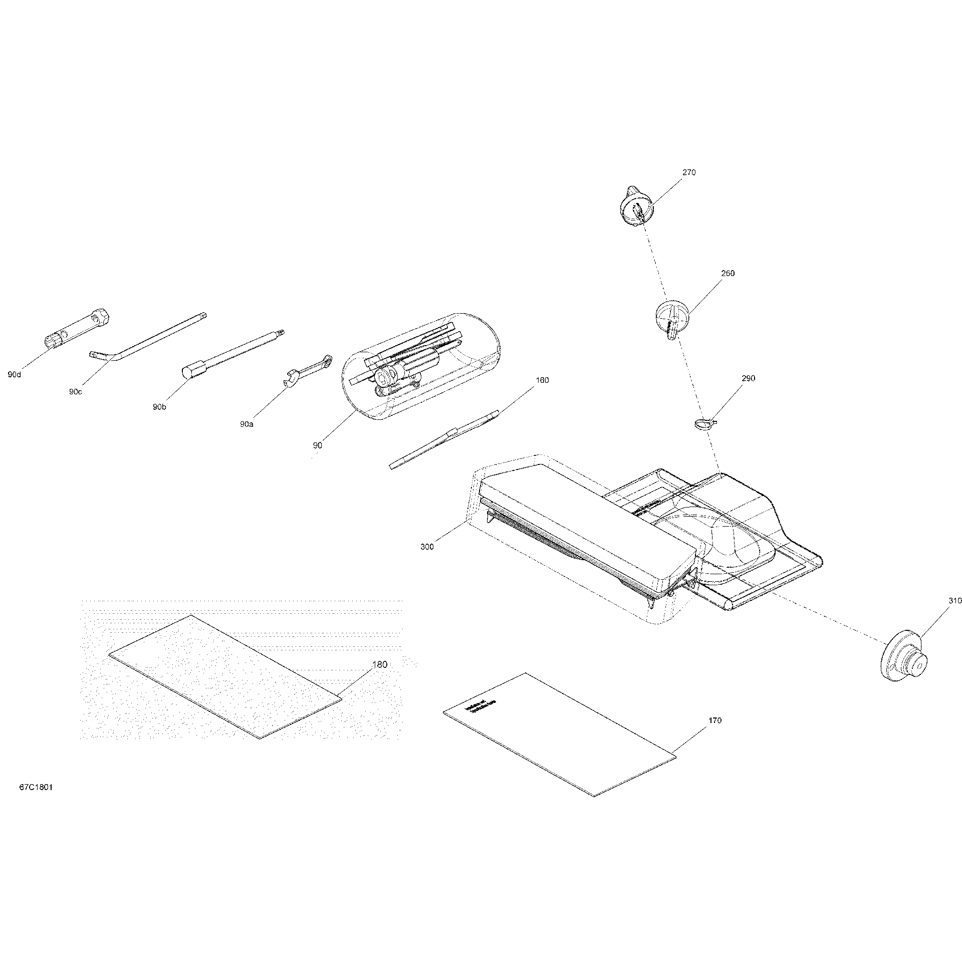 An Image of a Genuine Can-Am Parts Schematic Diagram showing the schematic - MIRRORS AND TOOLS COMMANDER
