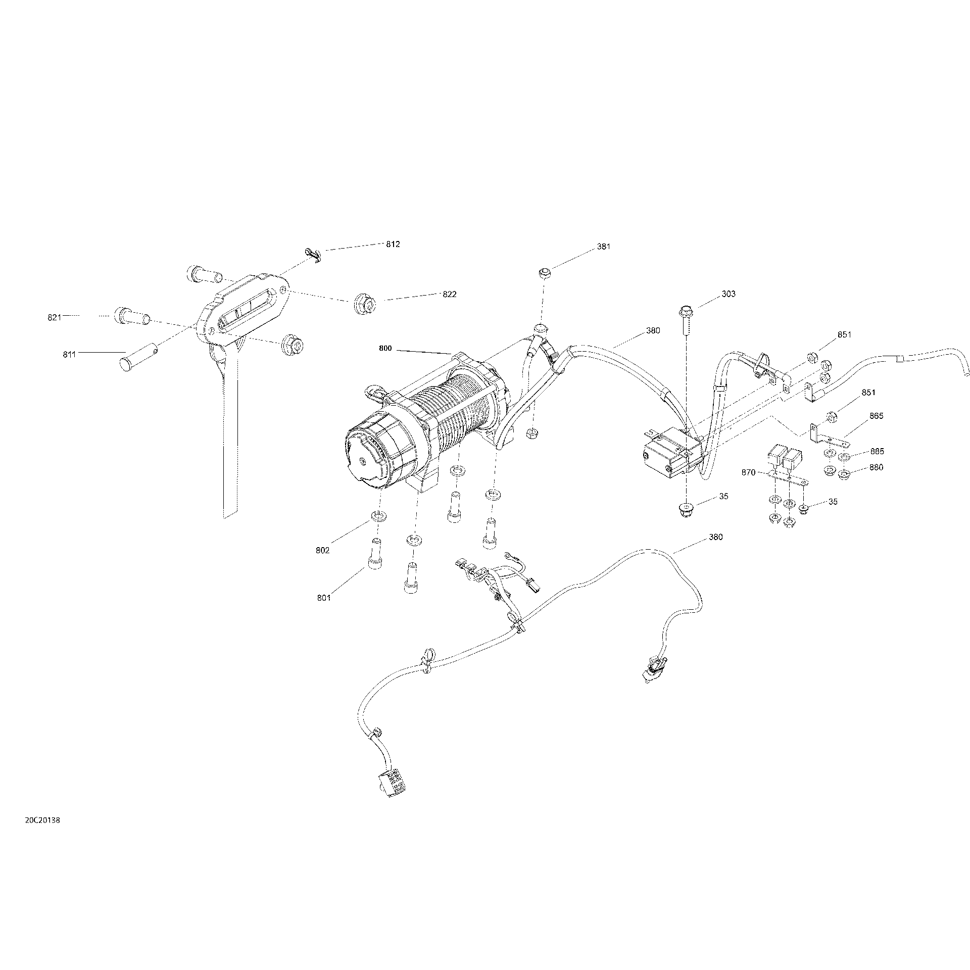 An Image of a Genuine Can-Am Parts Schematic Diagram showing the schematic - ELECTRIC - SYSTEM - WINCH